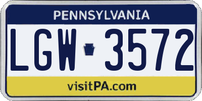 PA license plate LGW3572