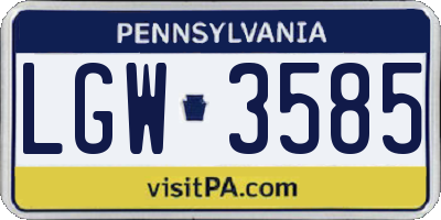PA license plate LGW3585