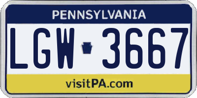 PA license plate LGW3667