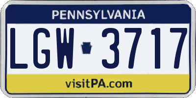 PA license plate LGW3717
