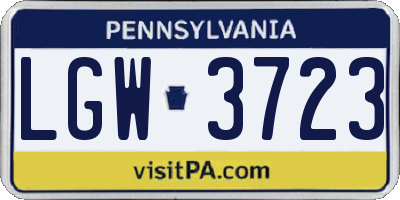 PA license plate LGW3723