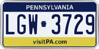 PA license plate LGW3729