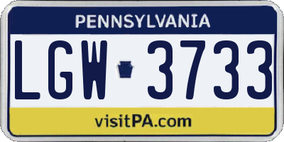 PA license plate LGW3733