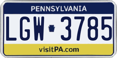 PA license plate LGW3785