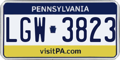 PA license plate LGW3823