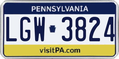 PA license plate LGW3824