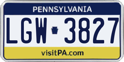 PA license plate LGW3827
