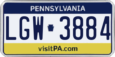 PA license plate LGW3884