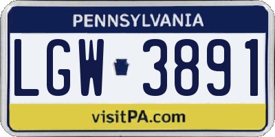 PA license plate LGW3891