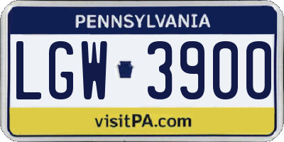 PA license plate LGW3900