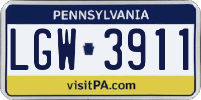 PA license plate LGW3911
