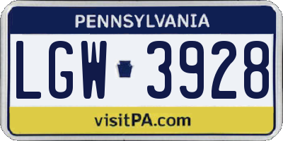 PA license plate LGW3928