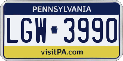 PA license plate LGW3990