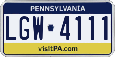 PA license plate LGW4111
