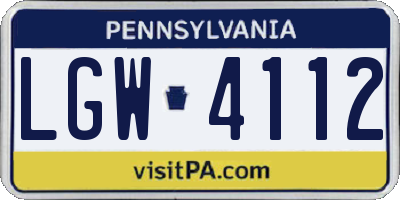 PA license plate LGW4112