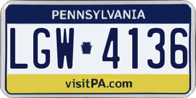 PA license plate LGW4136