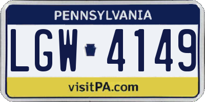 PA license plate LGW4149