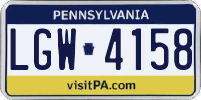 PA license plate LGW4158