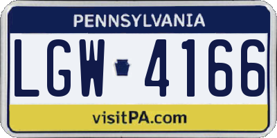 PA license plate LGW4166