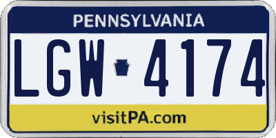 PA license plate LGW4174