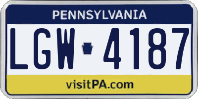 PA license plate LGW4187