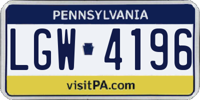 PA license plate LGW4196