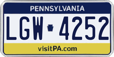 PA license plate LGW4252