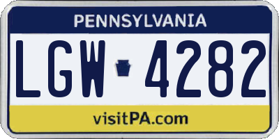 PA license plate LGW4282