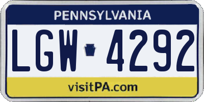 PA license plate LGW4292
