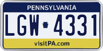 PA license plate LGW4331