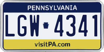 PA license plate LGW4341