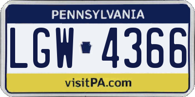 PA license plate LGW4366