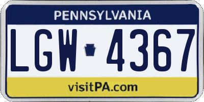 PA license plate LGW4367