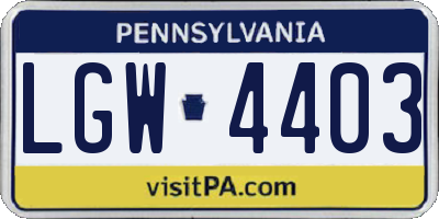 PA license plate LGW4403