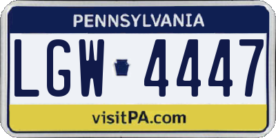 PA license plate LGW4447