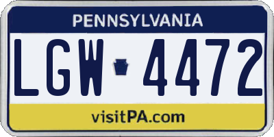 PA license plate LGW4472