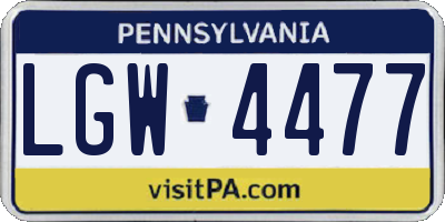 PA license plate LGW4477