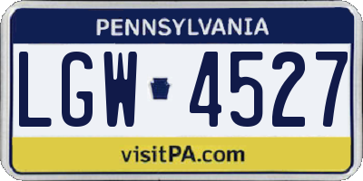 PA license plate LGW4527