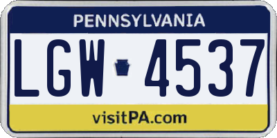 PA license plate LGW4537