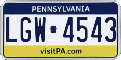 PA license plate LGW4543