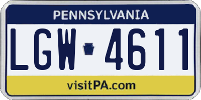 PA license plate LGW4611