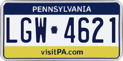 PA license plate LGW4621