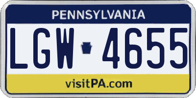 PA license plate LGW4655