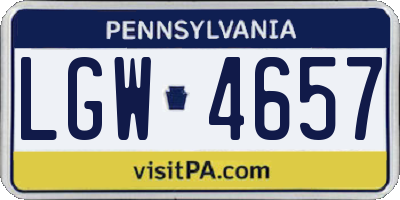 PA license plate LGW4657