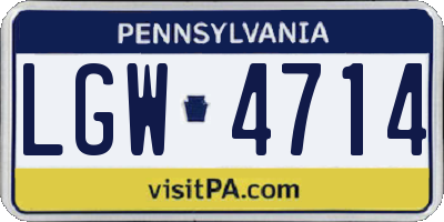 PA license plate LGW4714