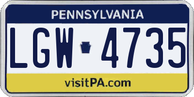 PA license plate LGW4735