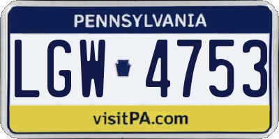 PA license plate LGW4753