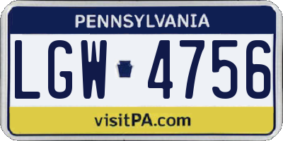 PA license plate LGW4756
