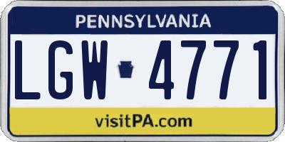 PA license plate LGW4771