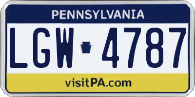 PA license plate LGW4787